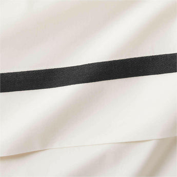 Favorite Organic Cotton Percale Tuxedo Stripe Ink Black Sheet Set.
