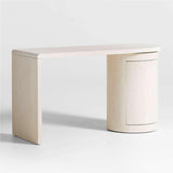Twist Whitewashed Ash Wood Rotating Small Desk with Storage.