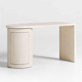 Twist Whitewashed Ash Wood Rotating Small Desk with Storage.