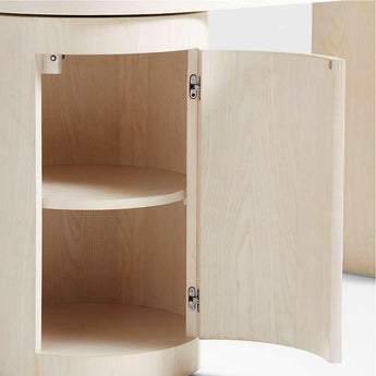 Twist Whitewashed Ash Wood Rotating Small Desk with Storage.