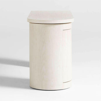 Twist Whitewashed Ash Wood Rotating Small Desk with Storage.