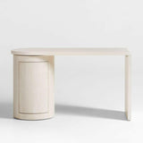 Twist Whitewashed Ash Wood Rotating Small Desk with Storage.