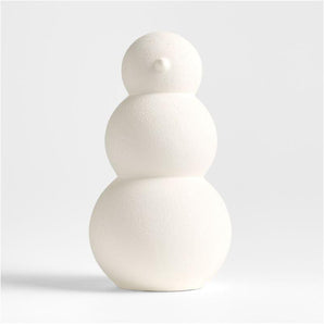 Muñeco de nieve de cerámica texturizada, color blanco antiguo, grande, 13"