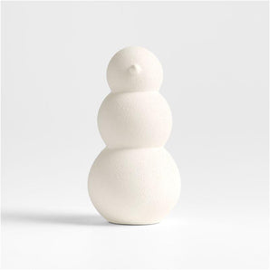 Muñeco de nieve de cerámica texturizada color blanco antiguo, pequeño, 9"