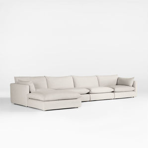 Unwind Modular 5-Piece Slipcovered Reversible Sectional Sofa with Ottoman