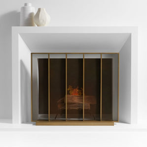 Vertical Brass Fireplace Screen