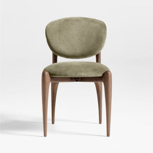 Via Velvet Walnut Wood Dining Side Chair