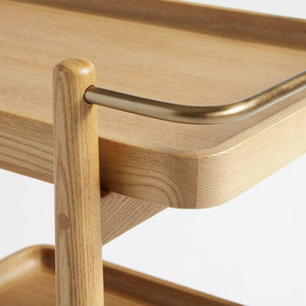 Vitae 36" Natural Solid Elm Wood Bar Cart with Removable Tray.
