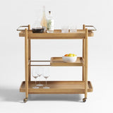 Vitae 36" Natural Solid Elm Wood Bar Cart with Removable Tray.