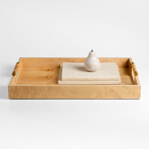 Volos Rectangle Burl Wood Decorative Tray