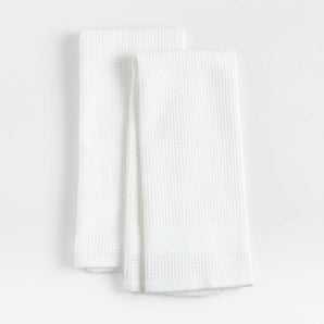 Waffle-Terry White Organic Cotton Dish Towels, Set of 2.