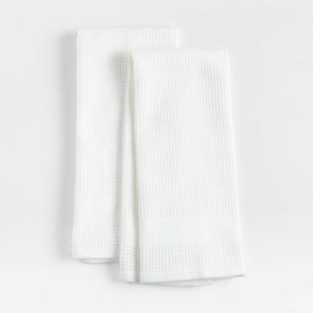 Waffle-Terry White Organic Cotton Dish Towels, Set of 2.