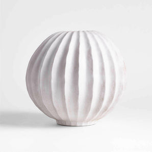 Warren White Stoneware Round Vase 9".