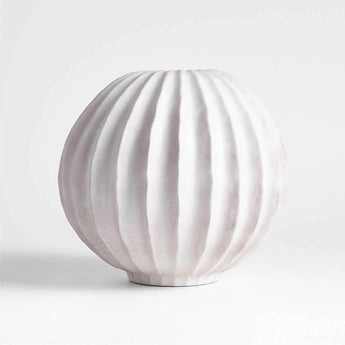Warren White Stoneware Round Vase 9".