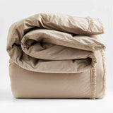 Organic Cotton Sand Beige Eyelash Fringe Full/Queen Duvet Cover.