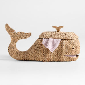 Kids Whale Woven Floor Storage Basket