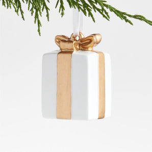 Ceramic Christmas Tree Present Ornament