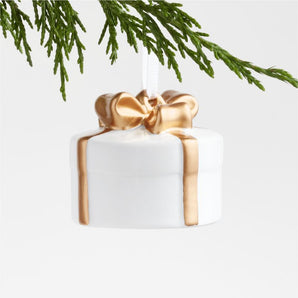 Round Ceramic Christmas Present Tree Ornament