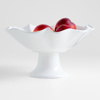 White Ruffle Pedestal Bowl.