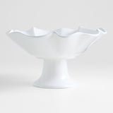 White Ruffle Pedestal Bowl.