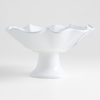 White Ruffle Pedestal Bowl.