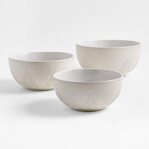 Trees Stoneware Mixing Bowls, Set of 3