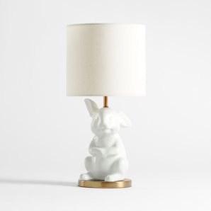 Kids Crackled Ceramic Woodland Bunny Table Lamp
