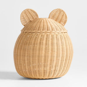 Kids Wicker Bear Floor Storage Basket