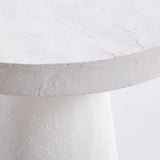 Willy White Plaster Pedestal Side Table.