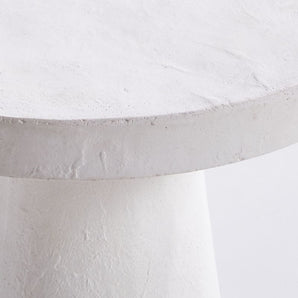Willy White Plaster Pedestal Side Table.