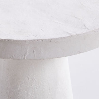 Willy White Plaster Pedestal Side Table.