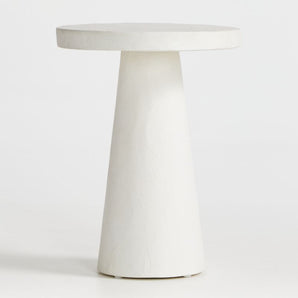 Willy White Plaster Pedestal Side Table.