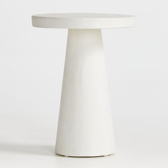 Willy White Plaster Pedestal Side Table.