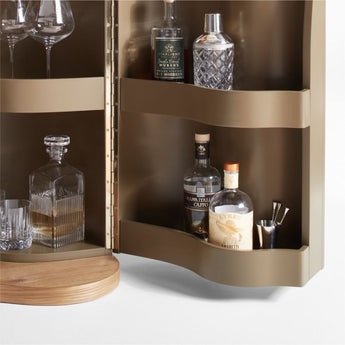 Winslow Natural Oak Wood Bar Cabinet by Jake Arnold.