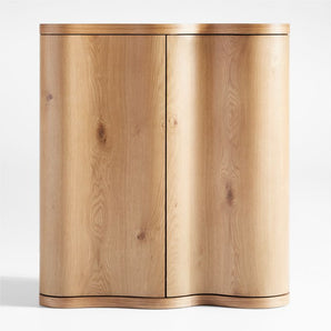 Winslow Natural Oak Wood Bar Cabinet by Jake Arnold.
