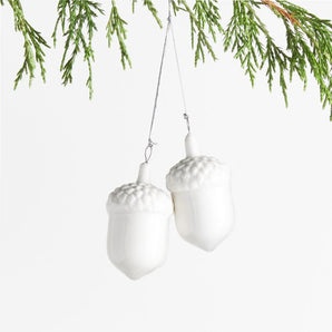 Winter Acorn Ornaments, Set of 2