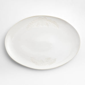 Winter Pinecone Oval Stoneware Platter
