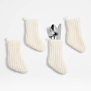 Winter Knit Flatware Stockings, Set of 4