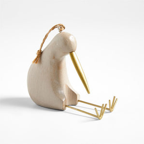 Wood Kiwi Bird Christmas Tree Ornament