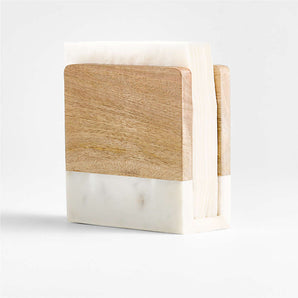 Wood and Marble Napkin Holder wood
