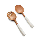 Wood and Marble Salad Servers, Set of 2.