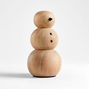 Objeto de muñeco de nieve de madera grande