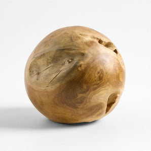 Pequeña escultura esférica decorativa de madera