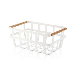 Yamazaki Tosca White Dual-Handle Storage Basket.
