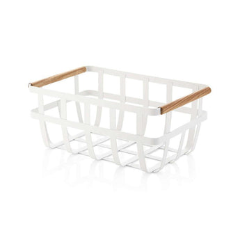 Yamazaki Tosca White Dual-Handle Storage Basket.