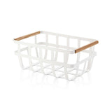 Yamazaki Tosca White Dual-Handle Storage Basket.