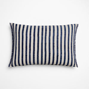 Yarra Stripe Fringe 24"x16" Deep Indigo.