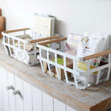 Yamazaki Tosca White Dual-Handle Storage Basket.
