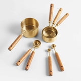 Acacia Wood and Gold Measuring Spoons, Set of 4.