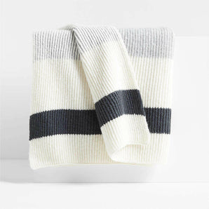 Albers Knit Striped 70"x55" Mist Blue Throw Blanket